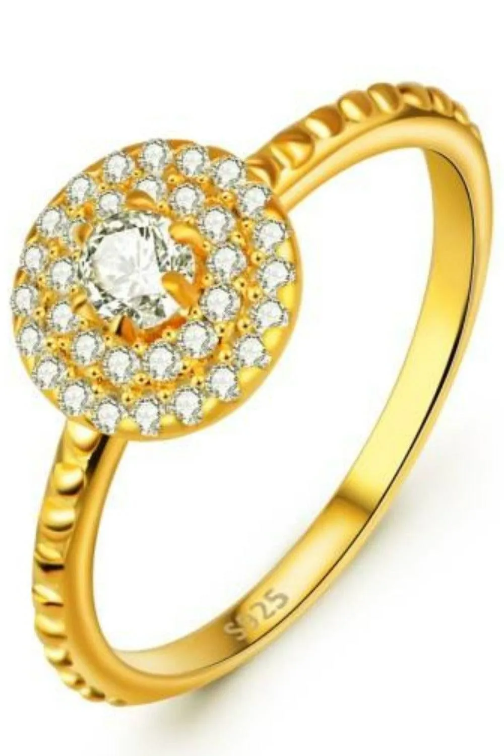 925 Sterling Silver Round Diamond Cluster Ring