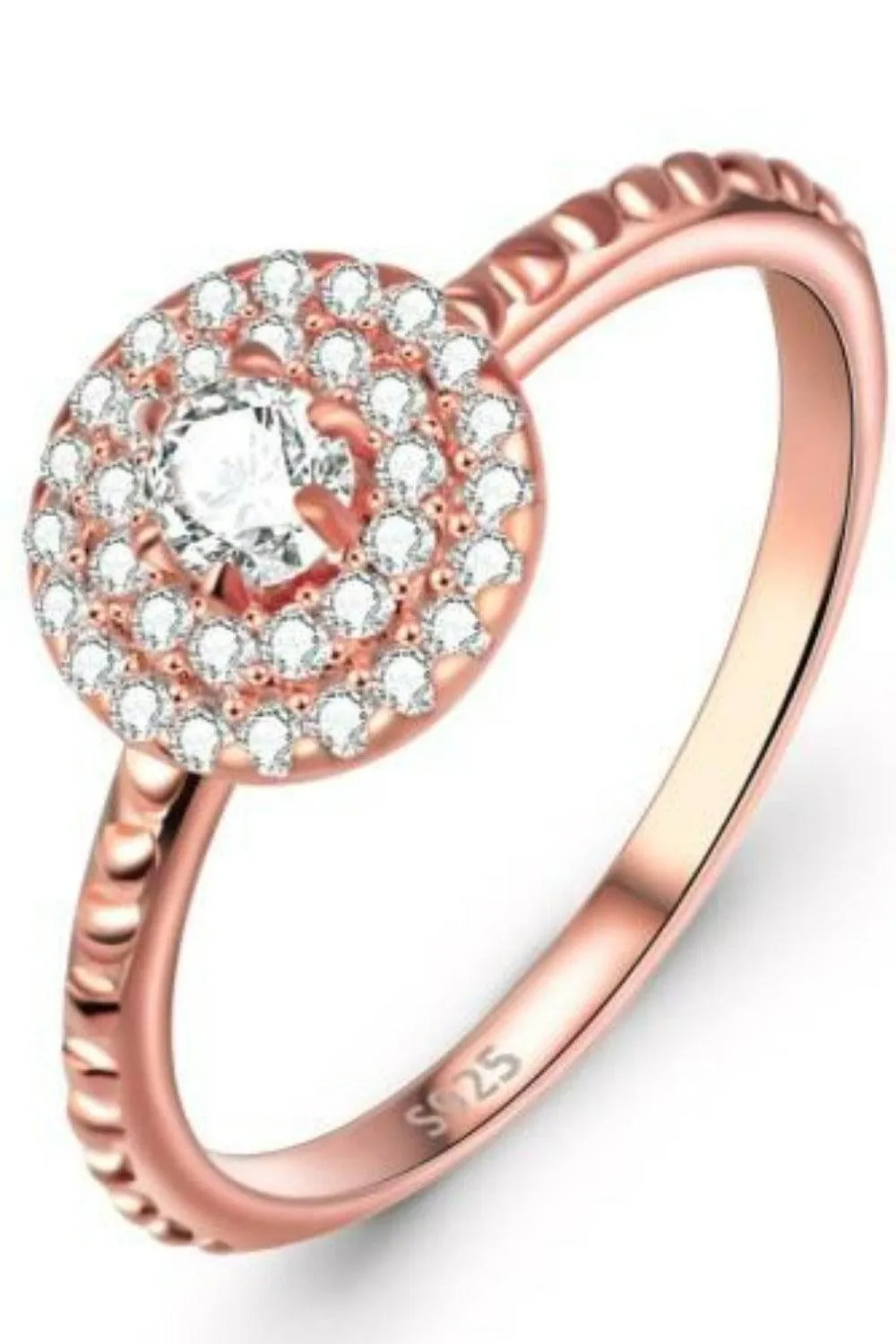 925 Sterling Silver Round Diamond Cluster Ring