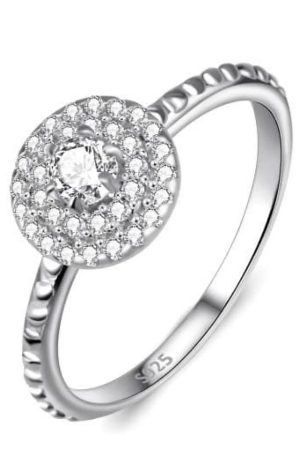 925 Sterling Silver Round Diamond Cluster Ring