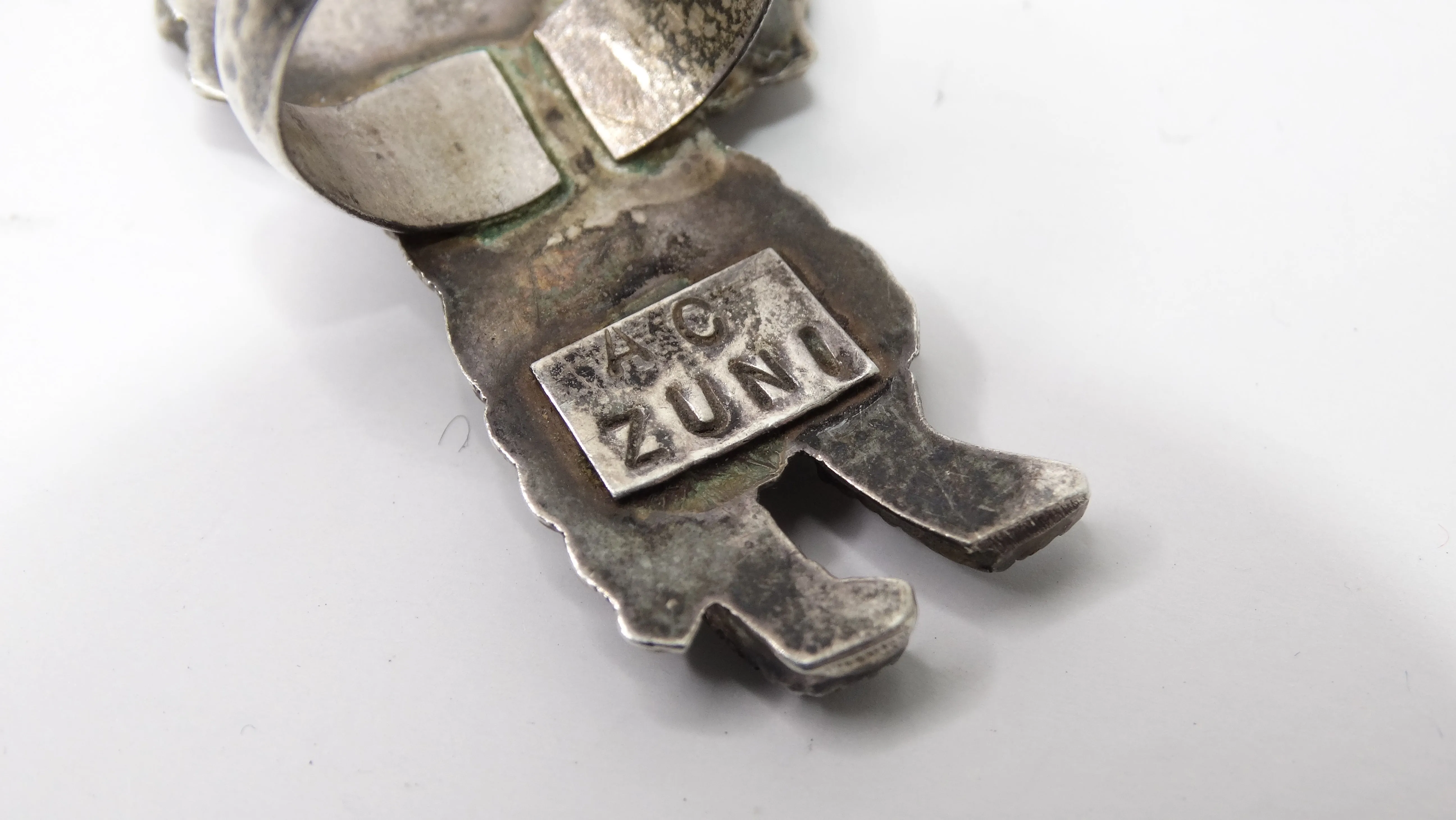 AC Zuni Signed Navajo Artisan Inlay Ring