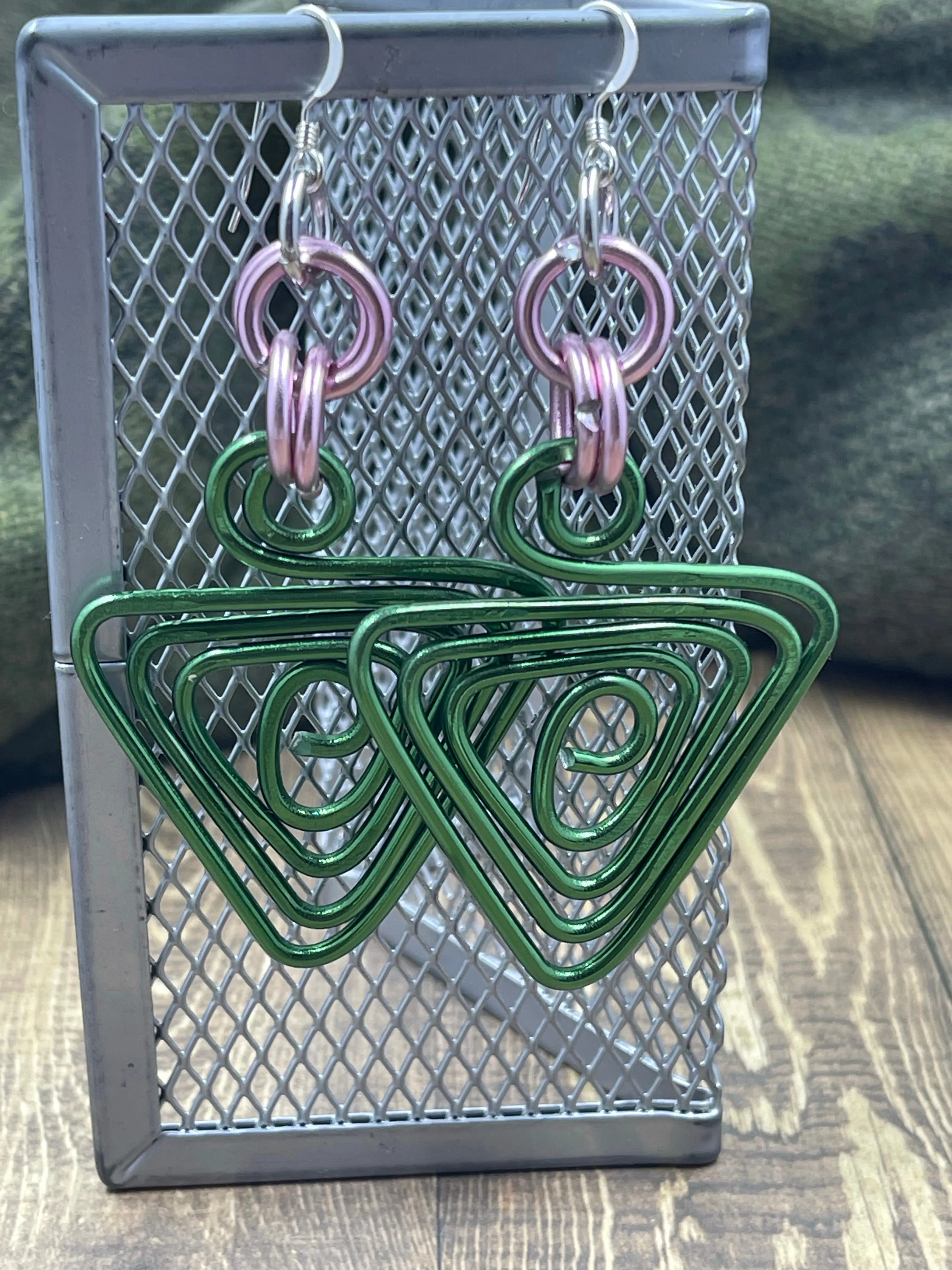 AKA inspired Green and Pink Earrings