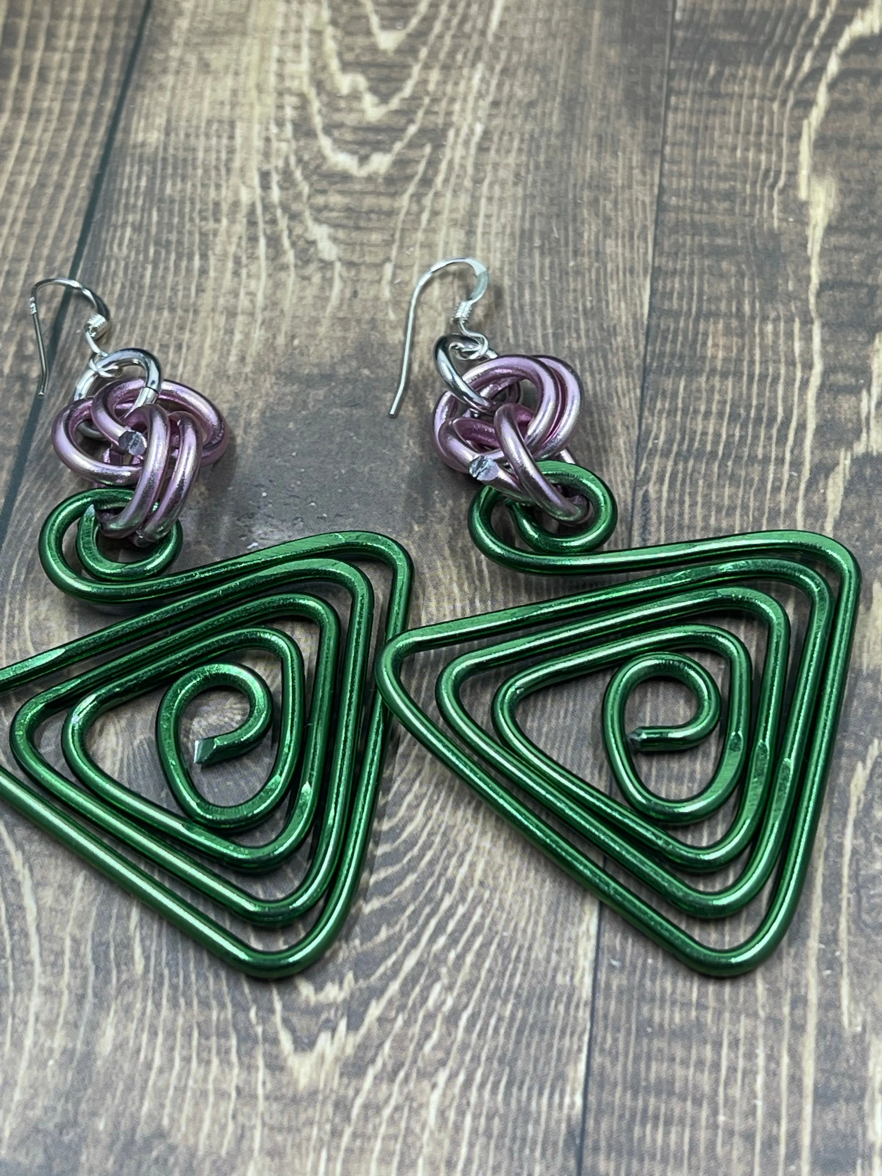 AKA inspired Green and Pink Earrings