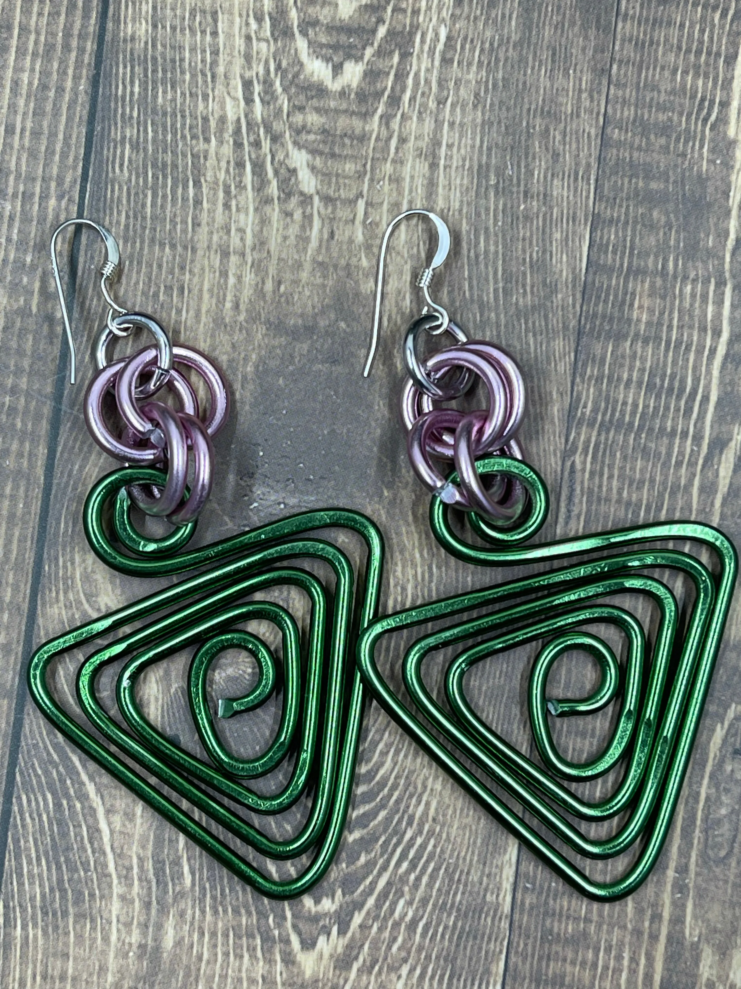 AKA inspired Green and Pink Earrings