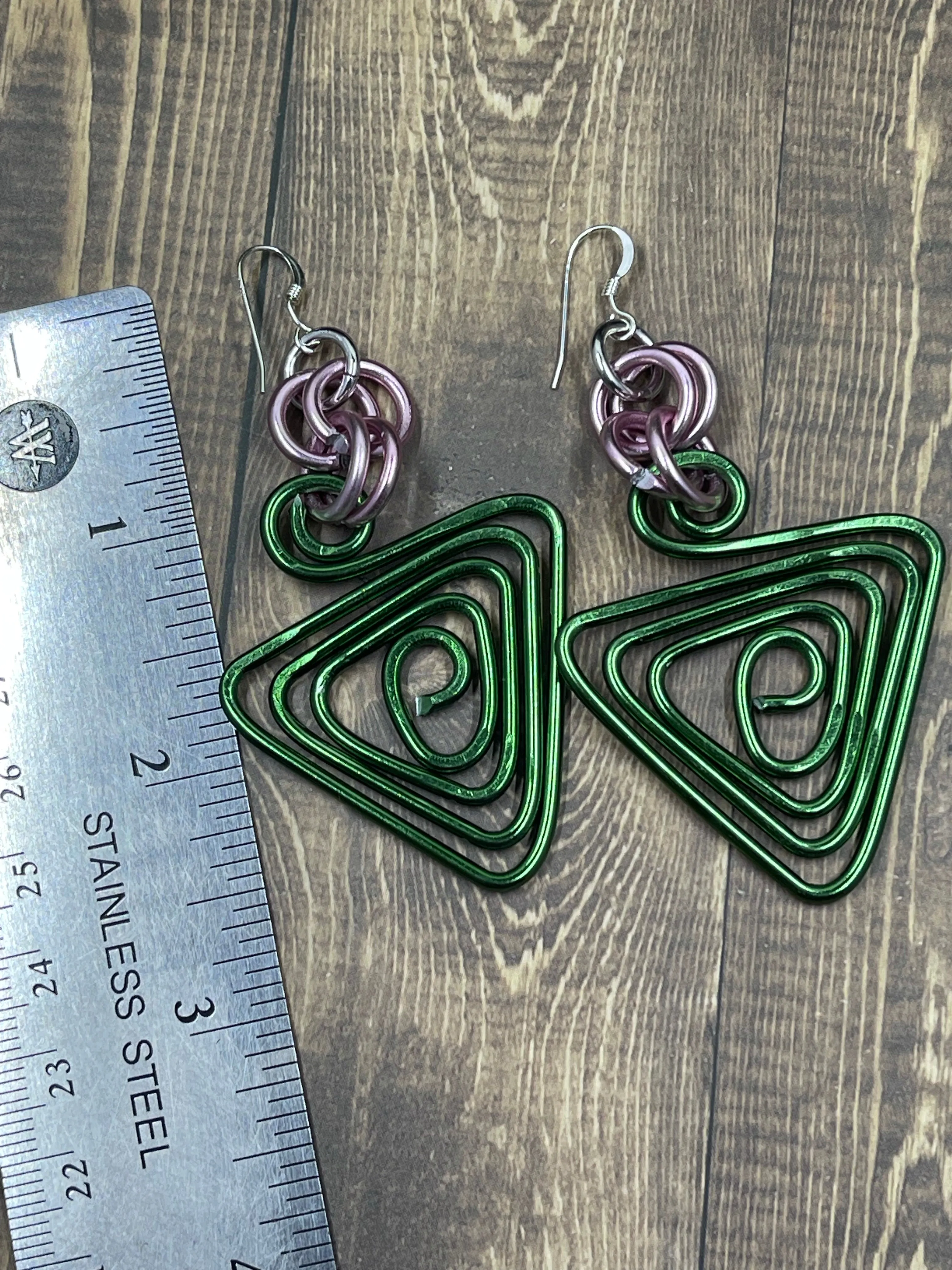 AKA inspired Green and Pink Earrings