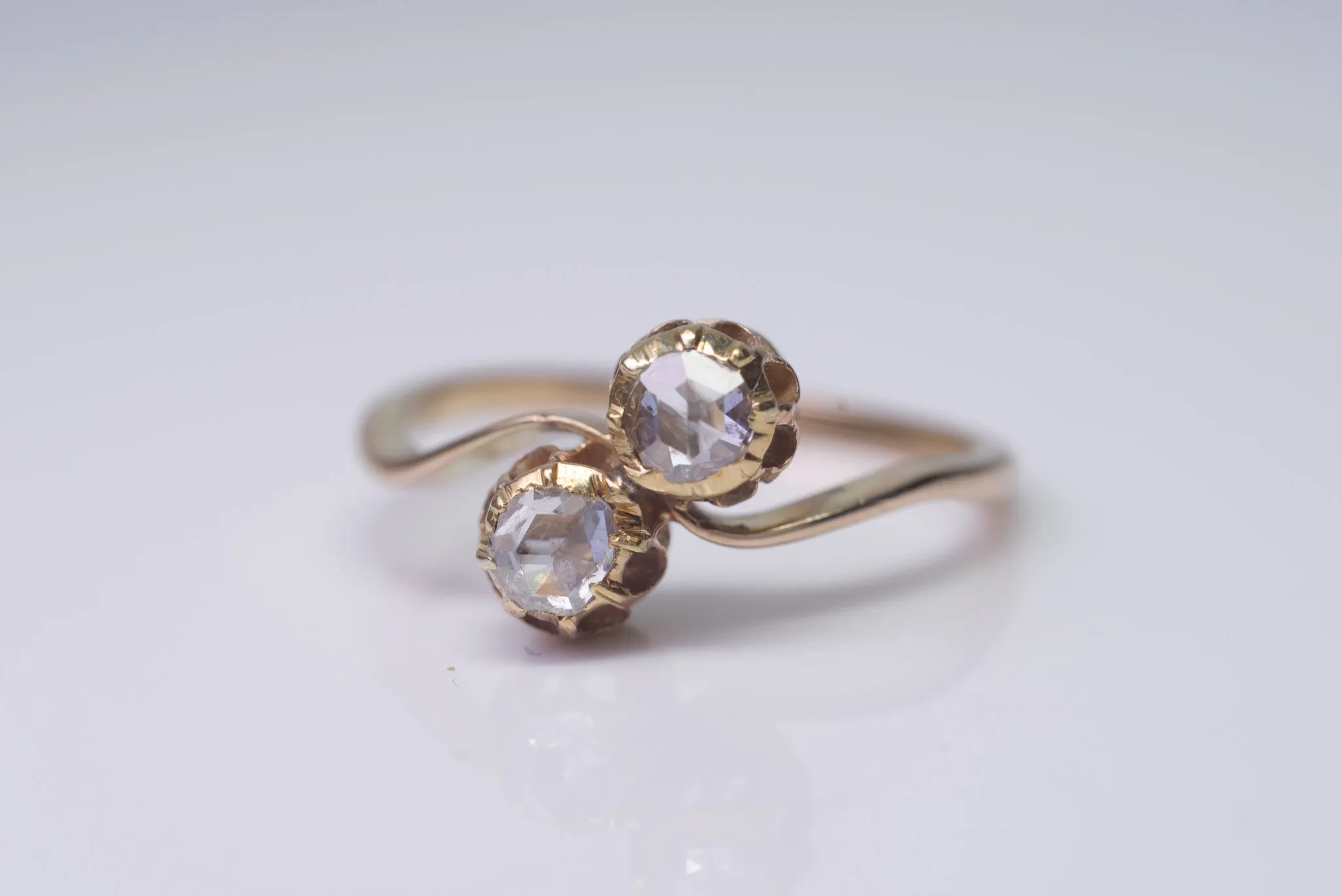 ANTIQUE TOI ET MOI ROSE CUT DIAMOND RING