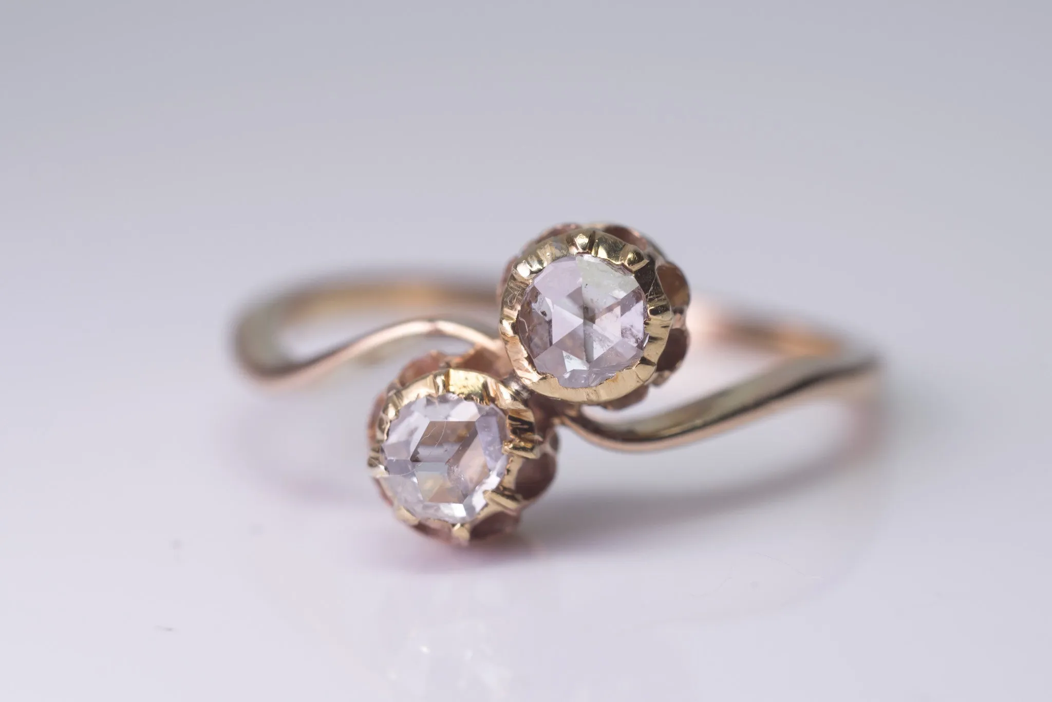 ANTIQUE TOI ET MOI ROSE CUT DIAMOND RING