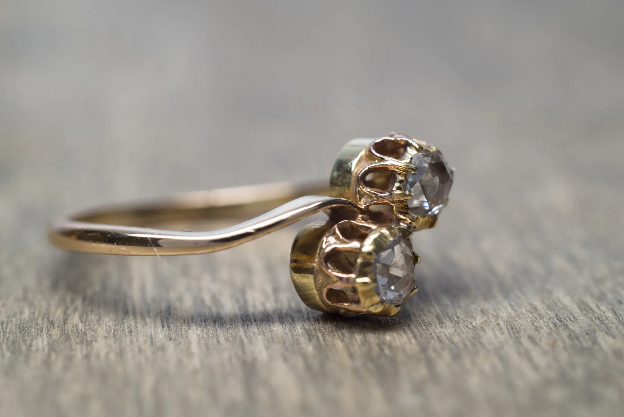 ANTIQUE TOI ET MOI ROSE CUT DIAMOND RING