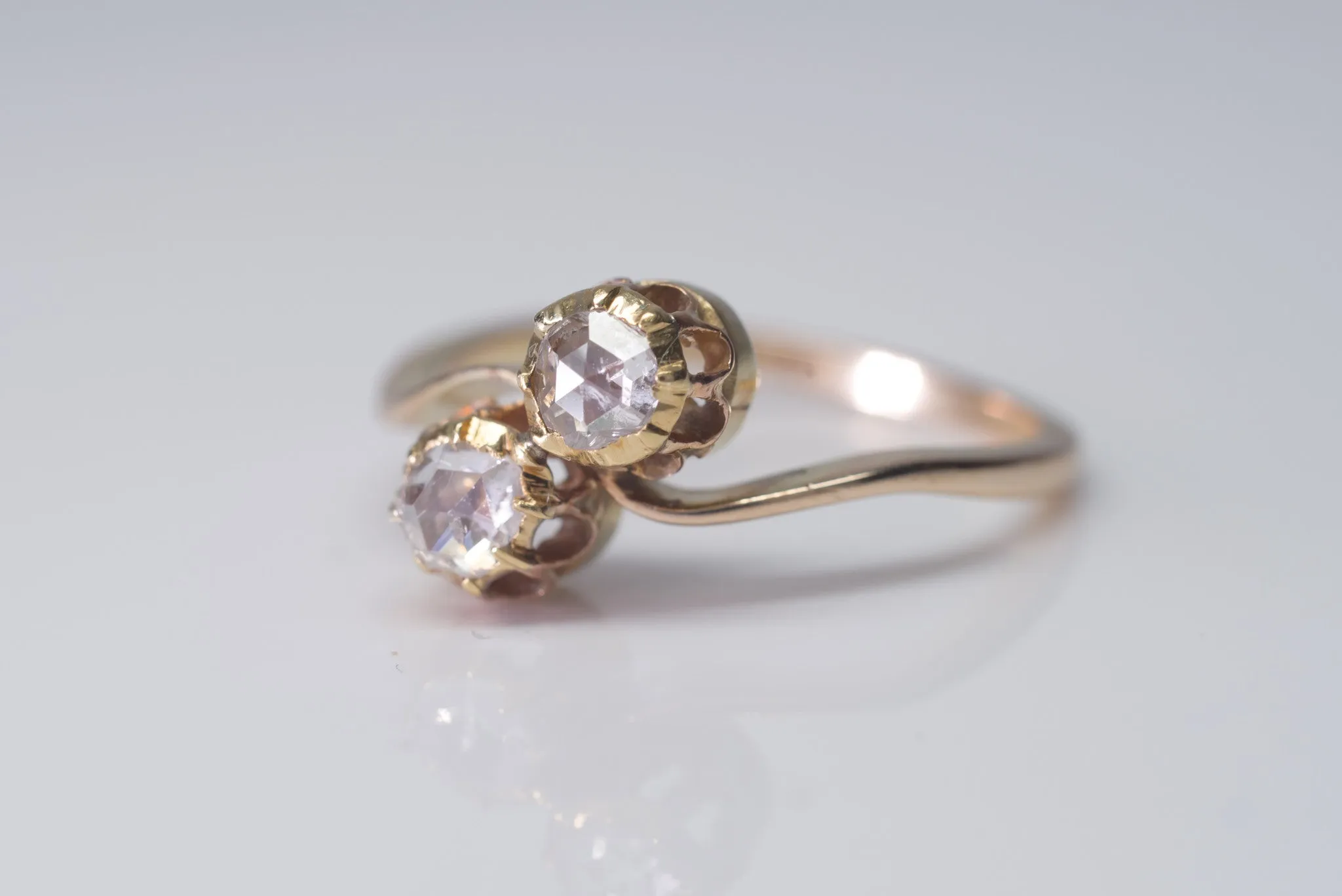 ANTIQUE TOI ET MOI ROSE CUT DIAMOND RING