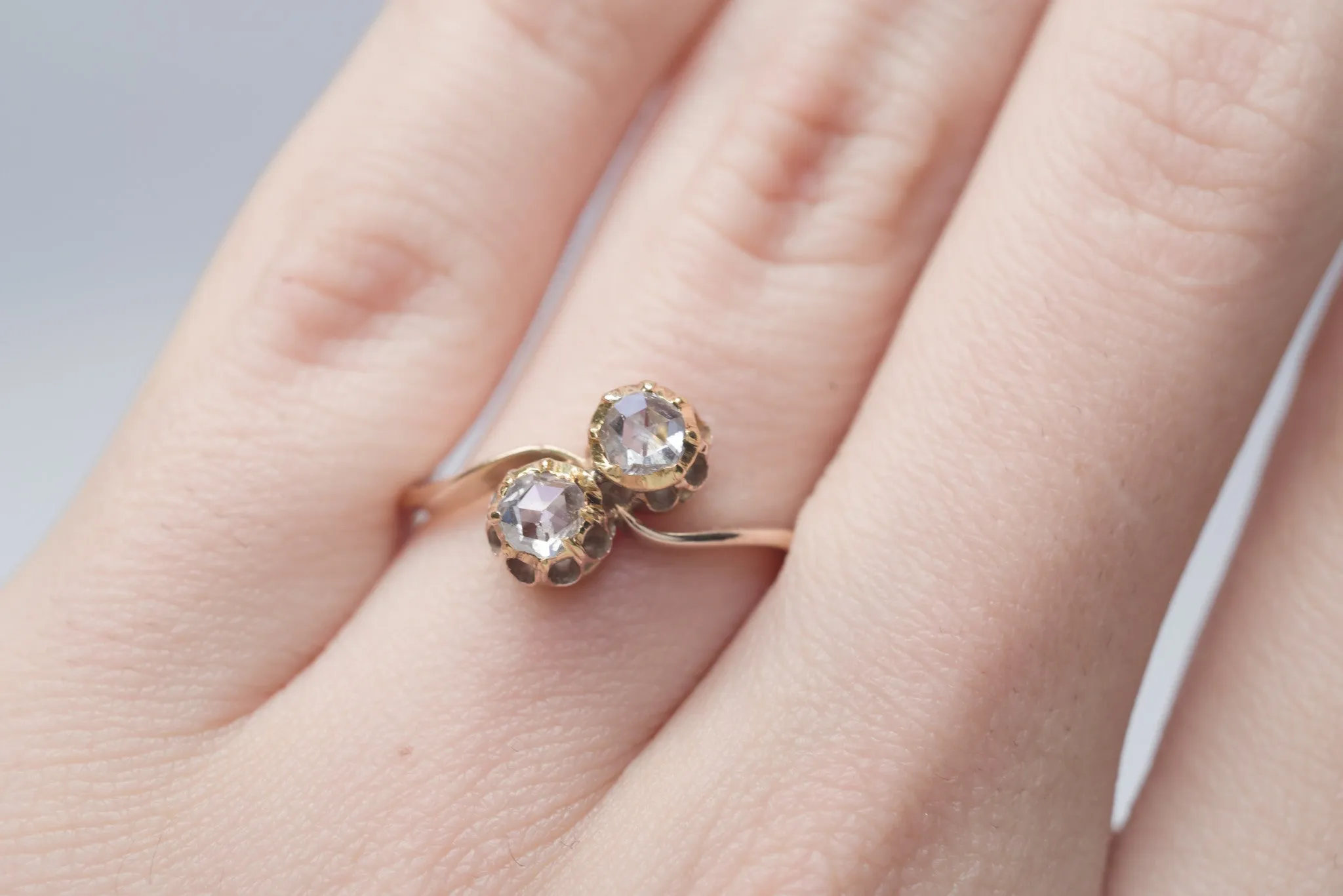 ANTIQUE TOI ET MOI ROSE CUT DIAMOND RING