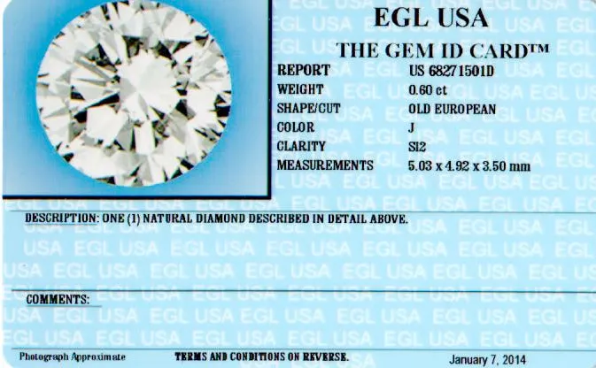 Art Deco 14K White Gold .60 Old European Cut Diamond Filigree Engagement Ring EGL Certified