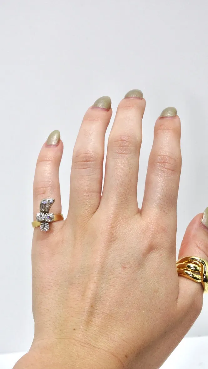 Art Deco 1.5ct Diamond 14k Gold Petite Ring