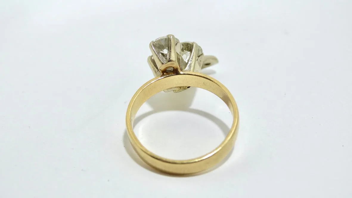 Art Deco 1.5ct Diamond 14k Gold Petite Ring