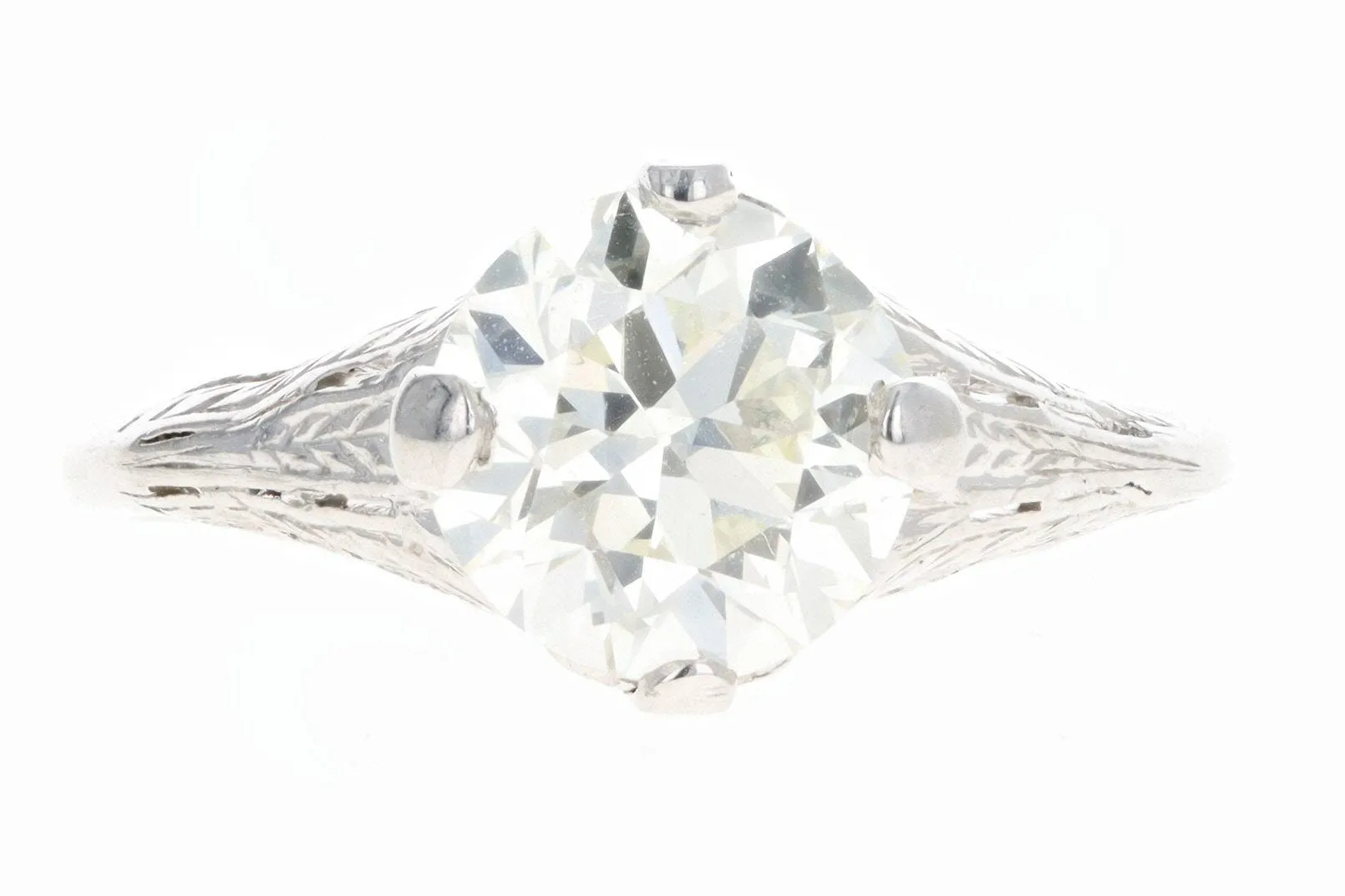 Art Deco Platinum 1.43 Carat Old European Cut Diamond Engagement Ring