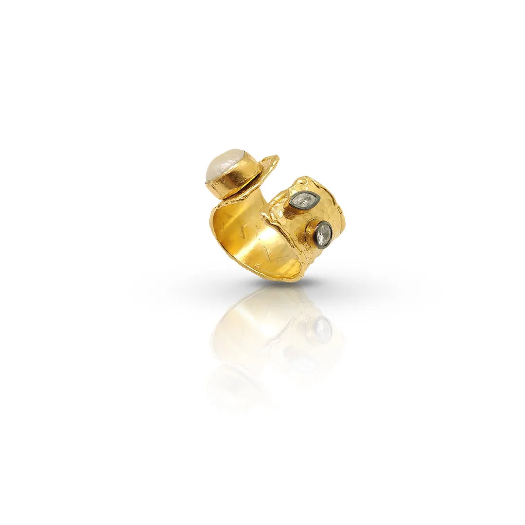 Aurora Fancy Two Side Cuff Gold Ring