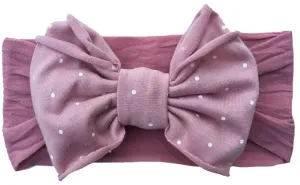 Baby Bling Mauve Dot Jersey Bow Headband