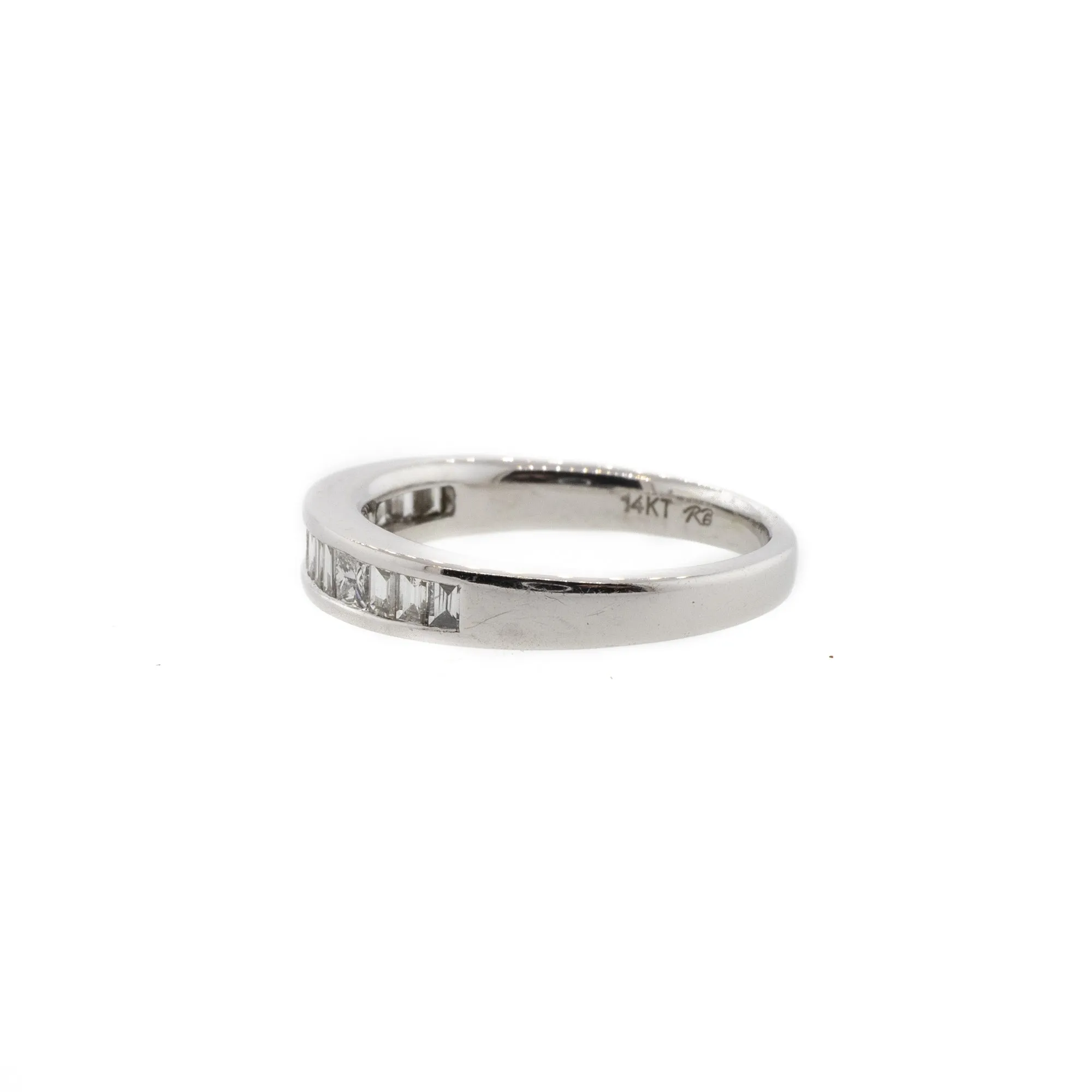 Baguette And Princess Cut White Gold Diamond Band
