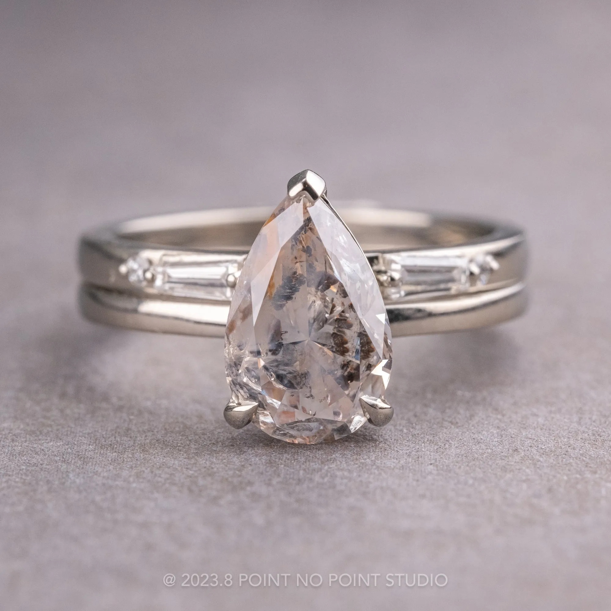 Baguette Diamond Wedding Cuff, Harper Setting, 14K White Gold
