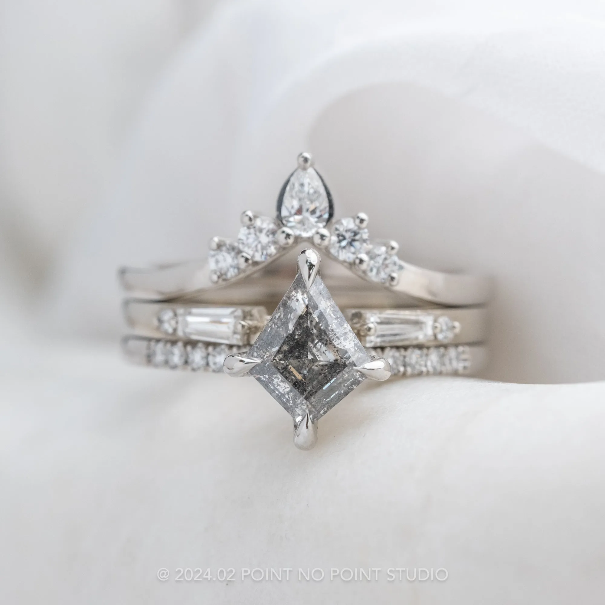 Baguette Diamond Wedding Cuff, Harper Setting, 14K White Gold