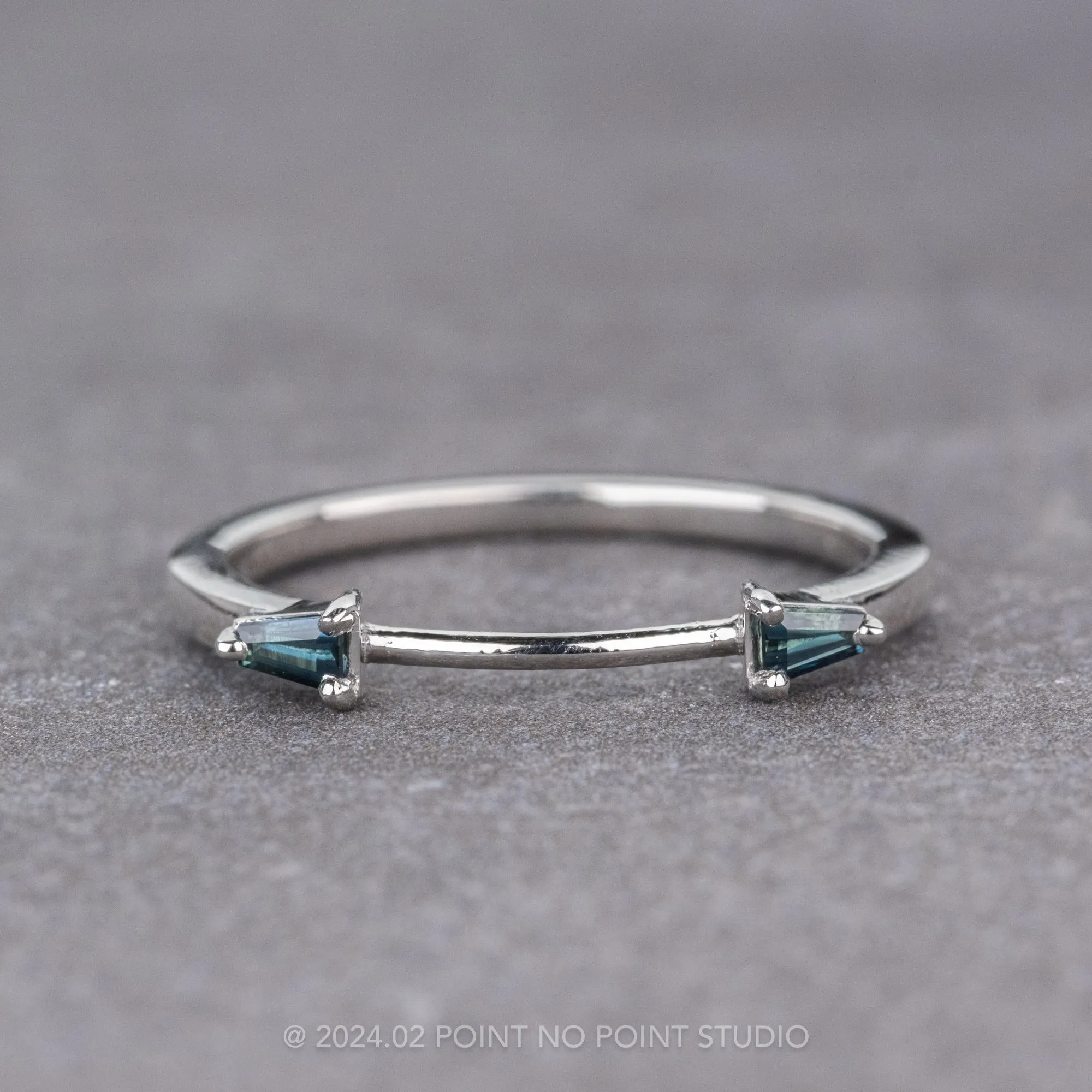 Baguette Sapphire Wedding Cuff, Harper Setting, 14k White Gold