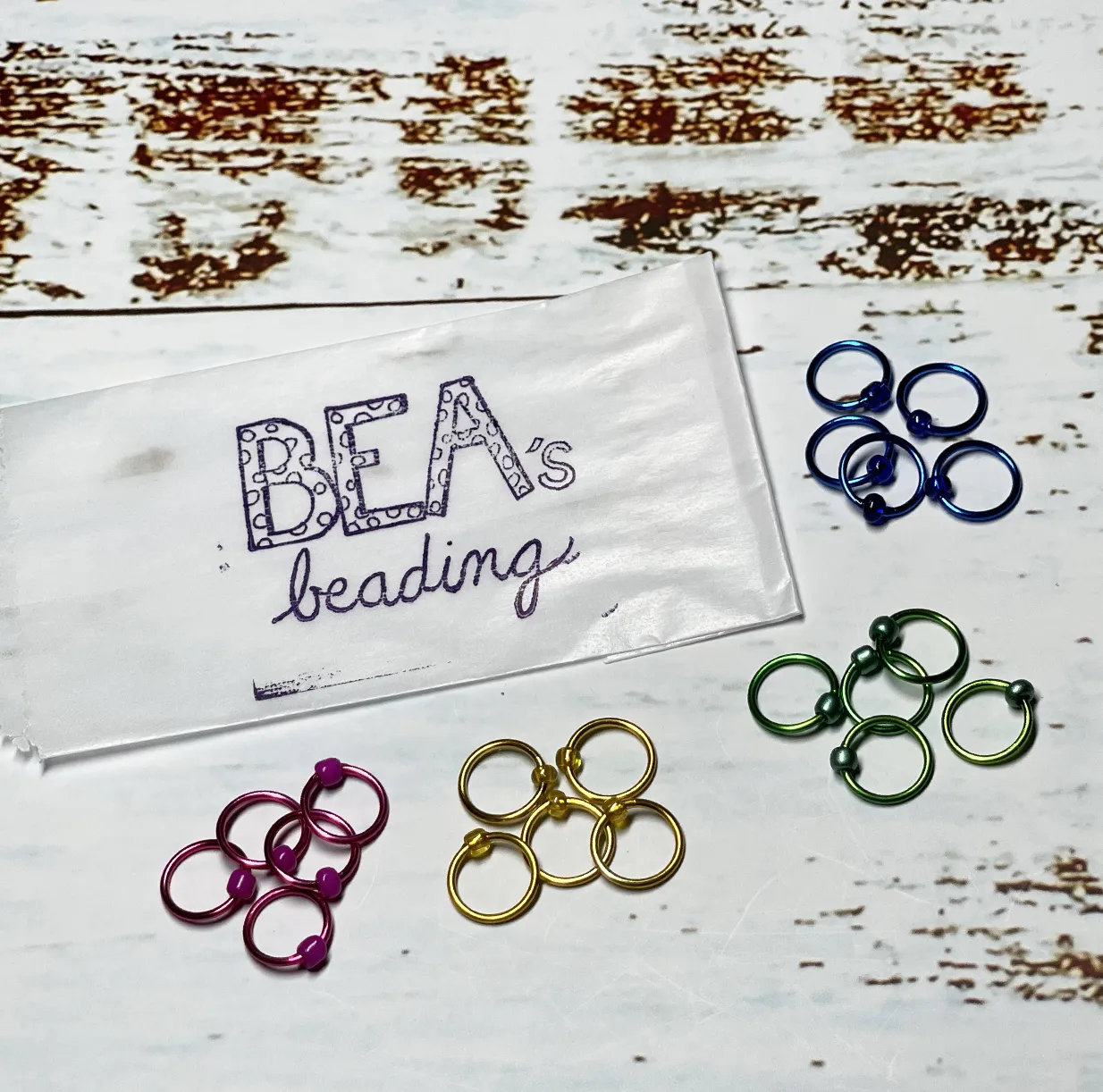 Bea's Beading Handmade Brights Snagless Snag-Free Knitting Stitch Markers