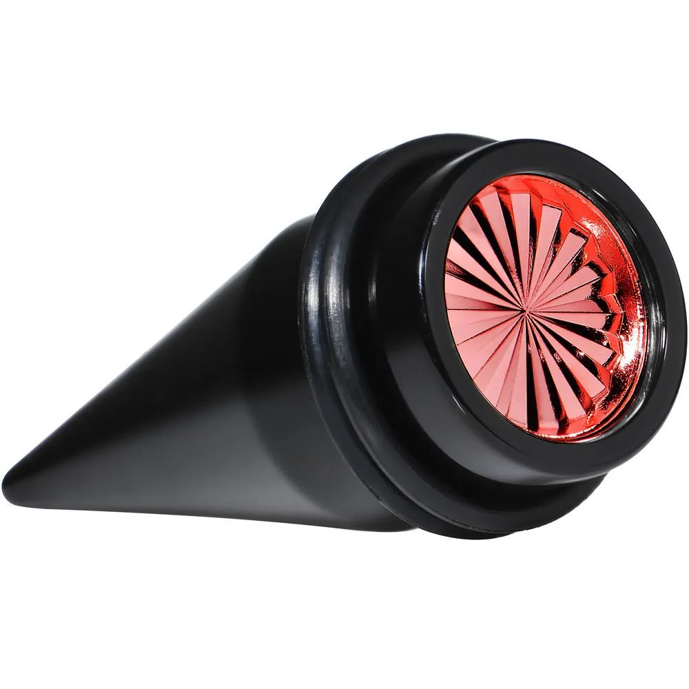Black Acrylic Red Flashy Tire Rim Taper 2 Gauge to 20mm