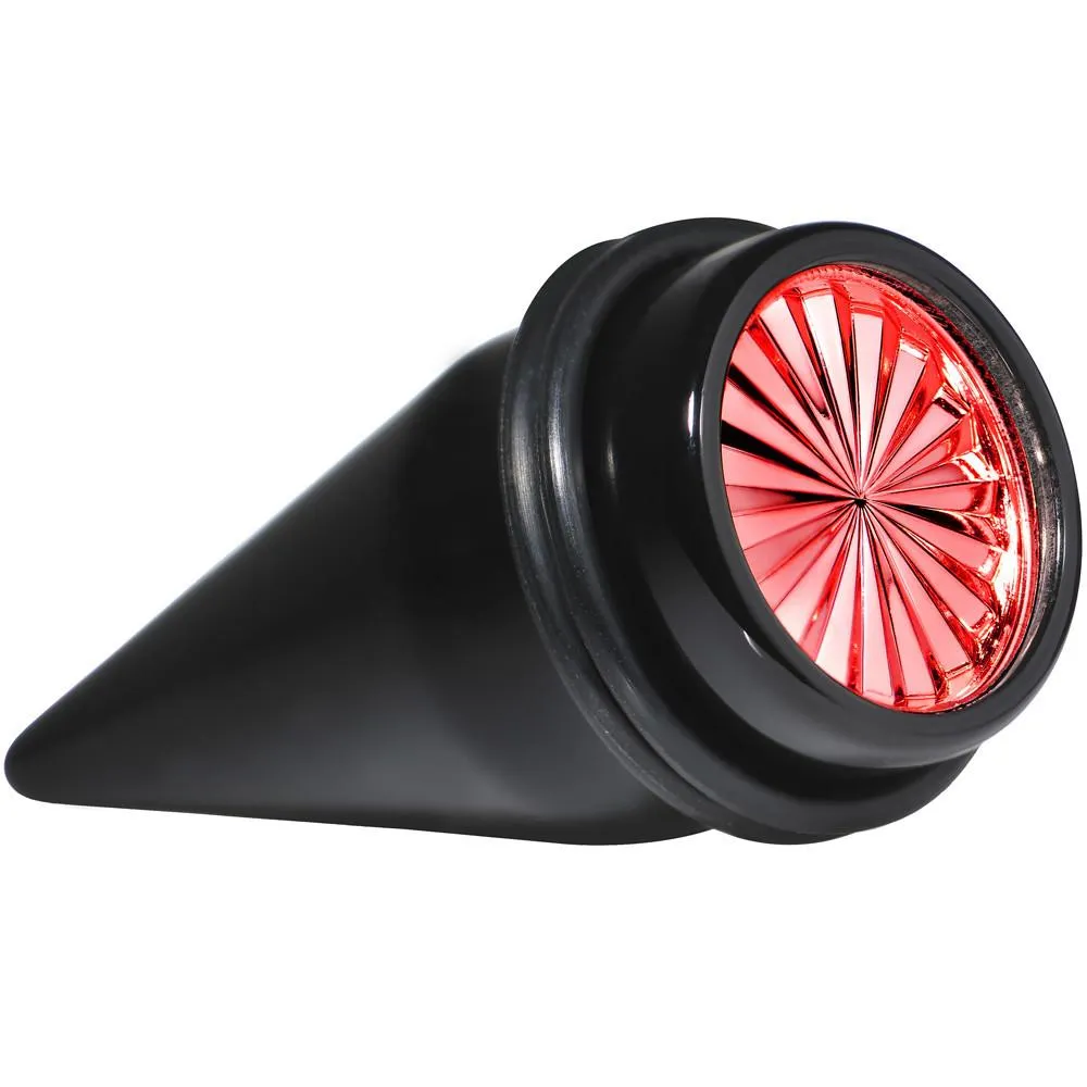 Black Acrylic Red Flashy Tire Rim Taper 2 Gauge to 20mm