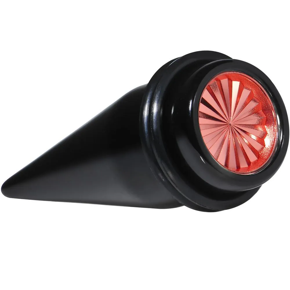 Black Acrylic Red Flashy Tire Rim Taper 2 Gauge to 20mm