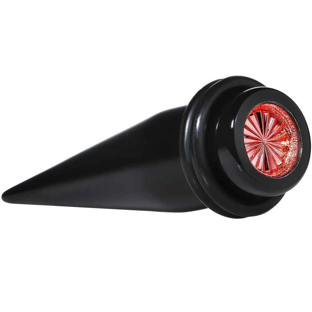 Black Acrylic Red Flashy Tire Rim Taper 2 Gauge to 20mm