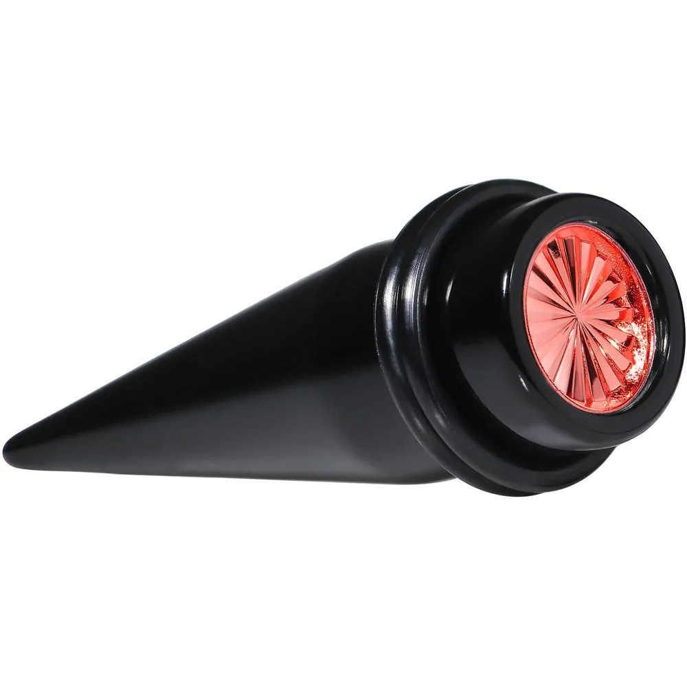 Black Acrylic Red Flashy Tire Rim Taper 2 Gauge to 20mm