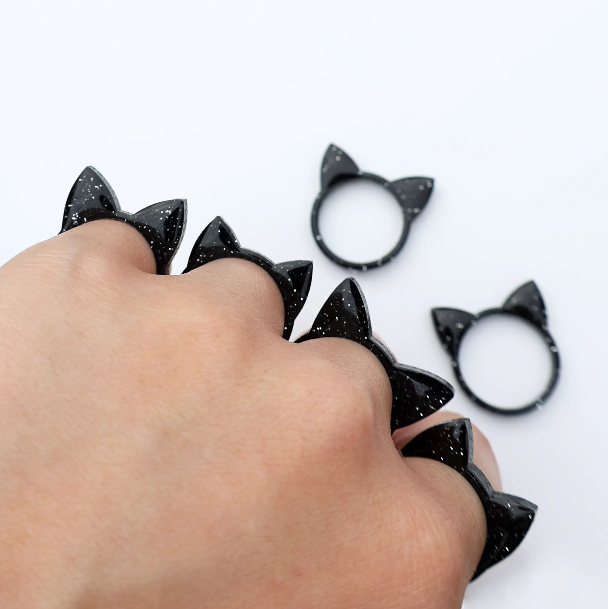 BLACK ANIMAL EAR RINGS