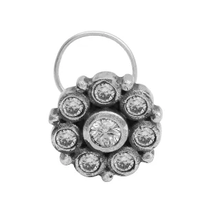 Black Oxidized Traditional Nose Pin For Women 925 Solid Silver Plated Piercing Nose Pin