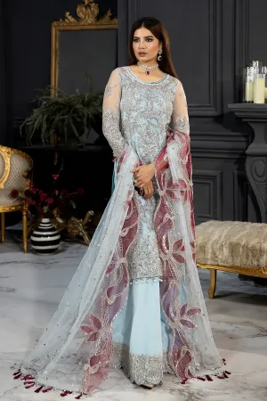 Blue Pakistani Wedding Dress in Kameez Sharara Style