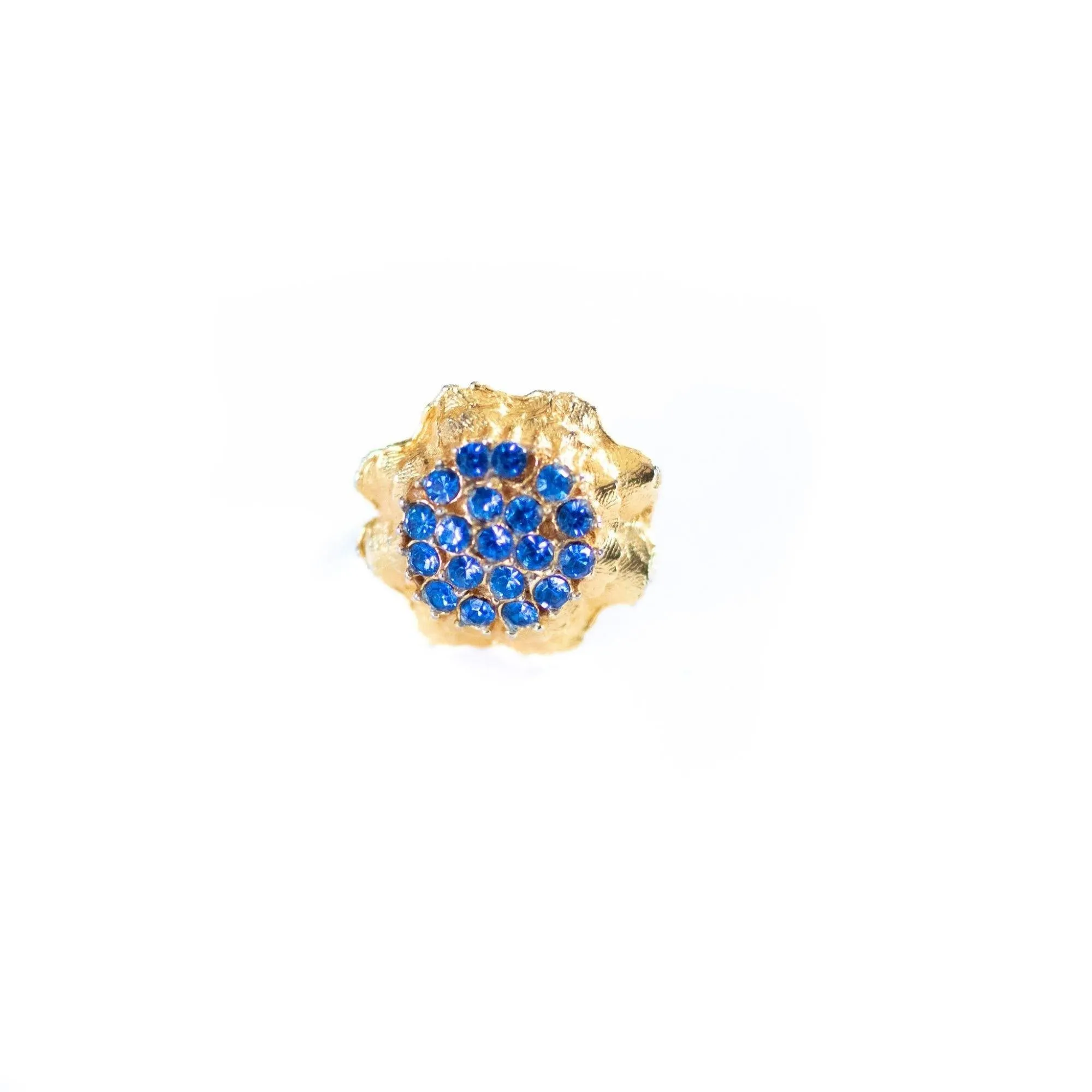Blue Rhinestones Cluster Cocktail Ring