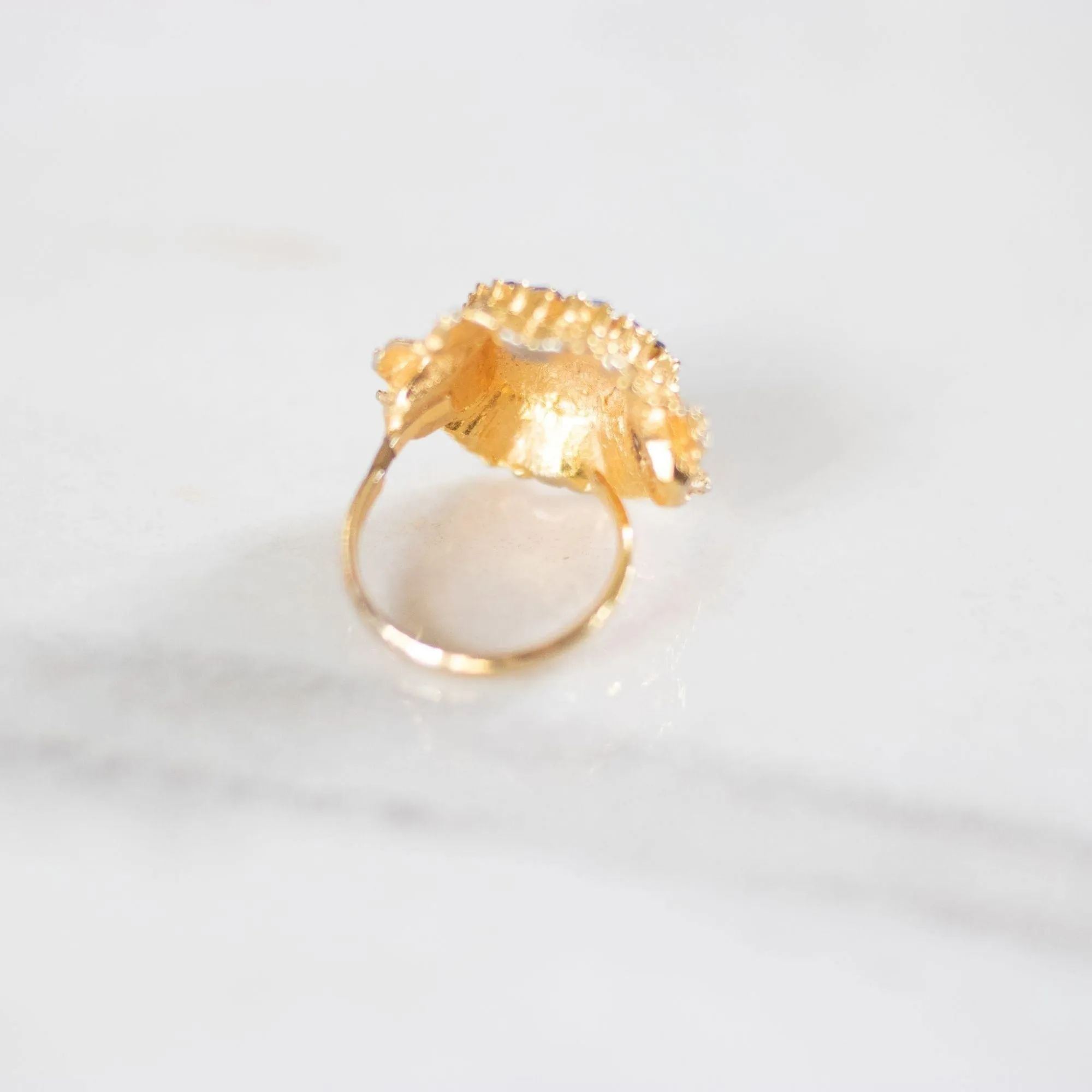 Blue Rhinestones Cluster Cocktail Ring