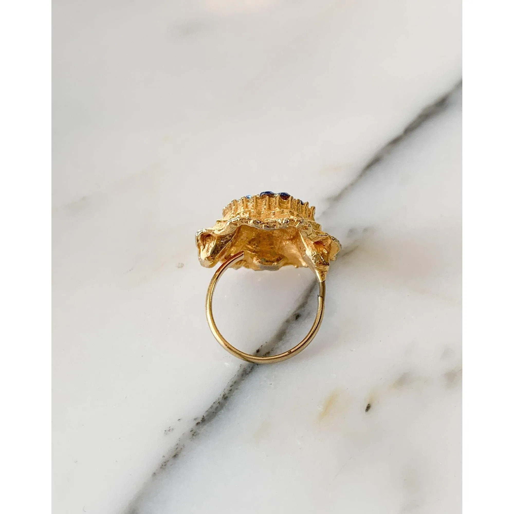 Blue Rhinestones Cluster Cocktail Ring