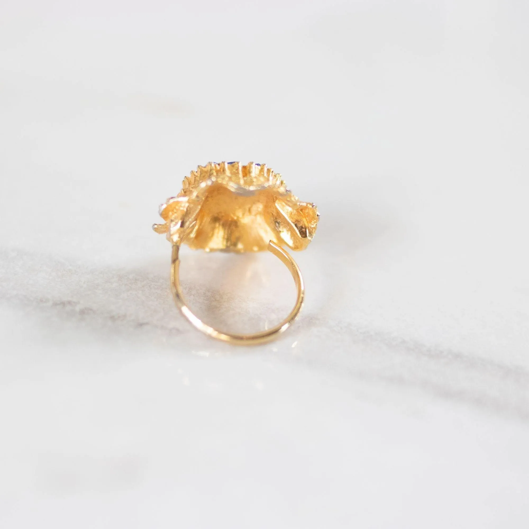 Blue Rhinestones Cluster Cocktail Ring