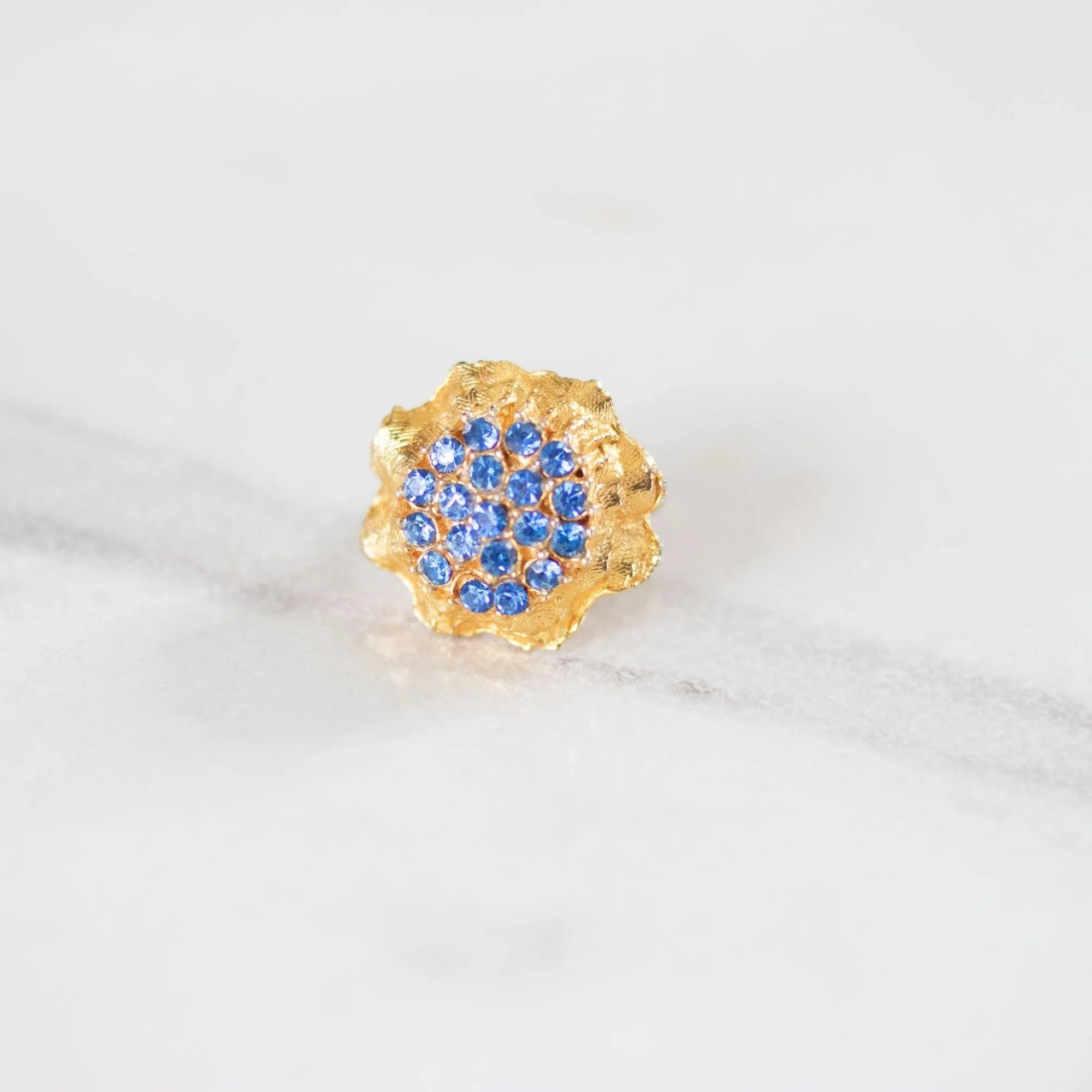 Blue Rhinestones Cluster Cocktail Ring