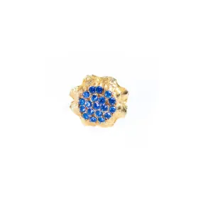 Blue Rhinestones Cluster Cocktail Ring