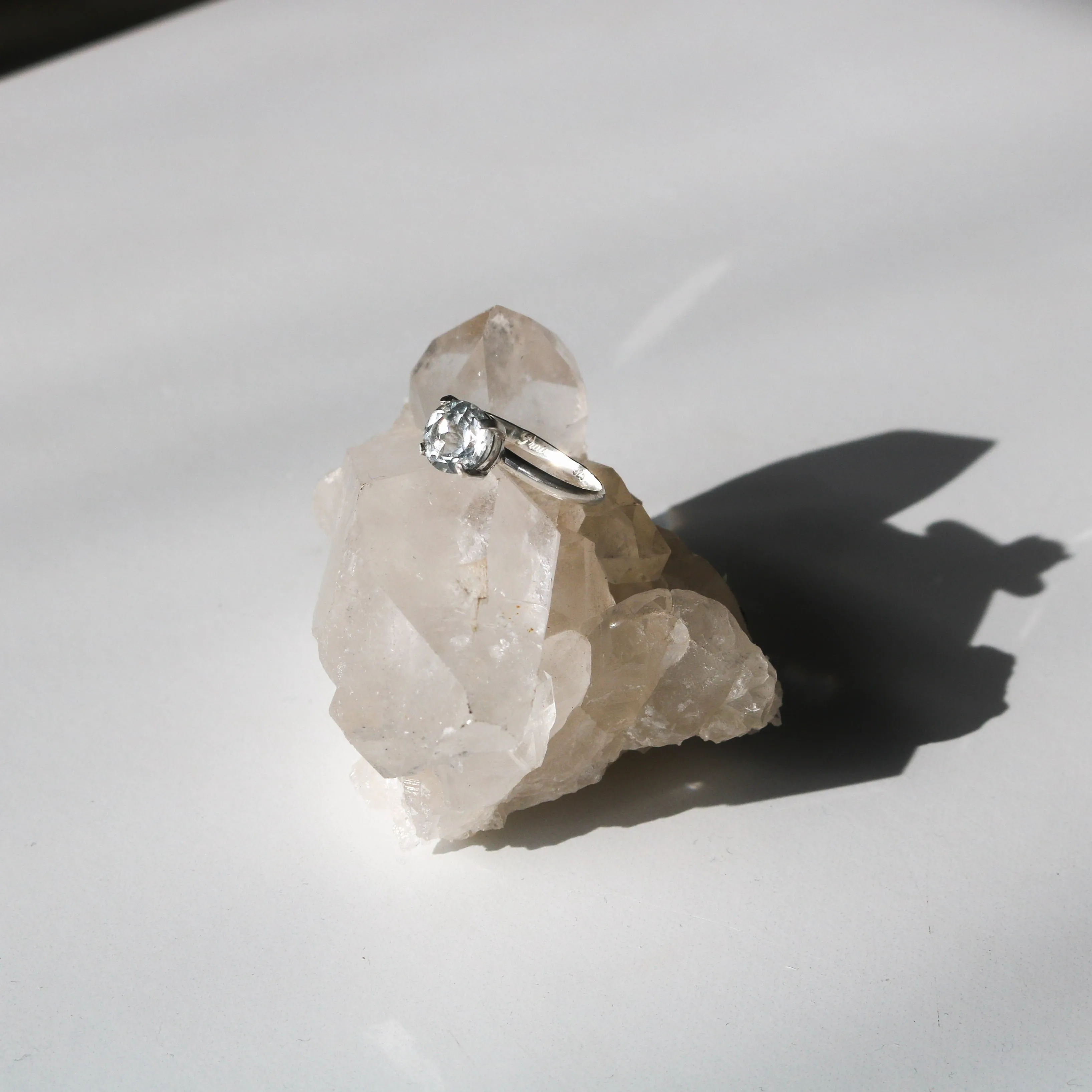 Brilliant Cut White Topaz   Sterling Silver Engagement Ring // Made to Order