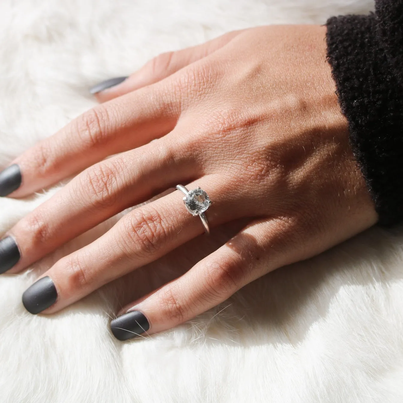 Brilliant Cut White Topaz   Sterling Silver Engagement Ring // Made to Order