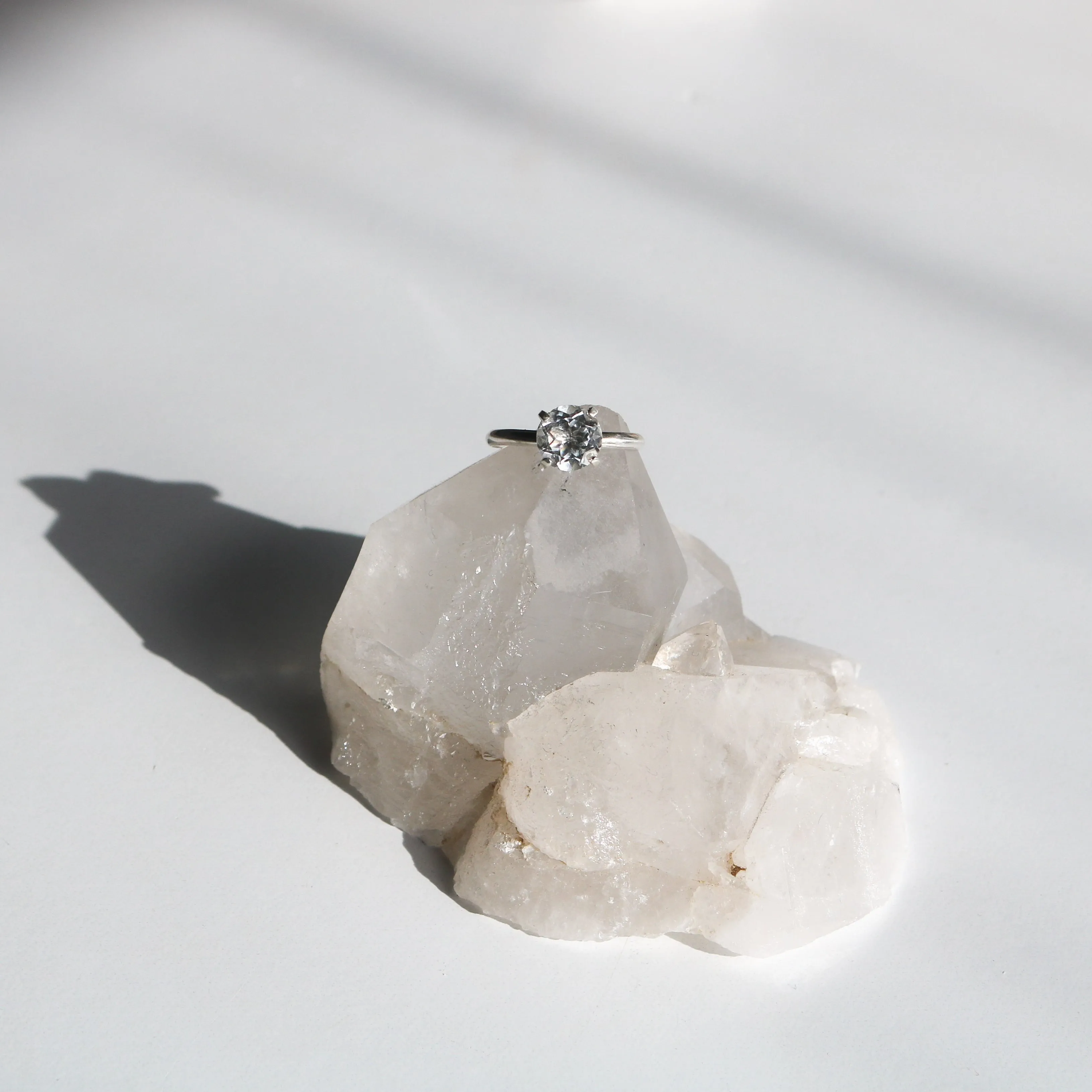 Brilliant Cut White Topaz   Sterling Silver Engagement Ring // Made to Order