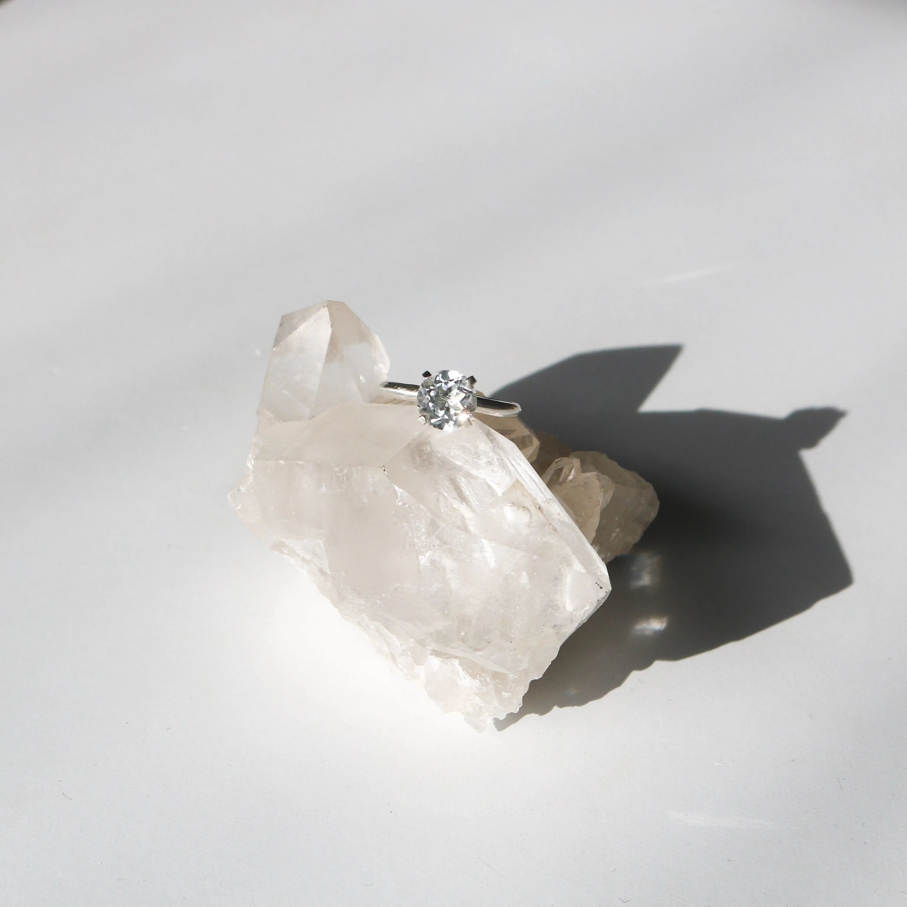 Brilliant Cut White Topaz   Sterling Silver Engagement Ring // Made to Order
