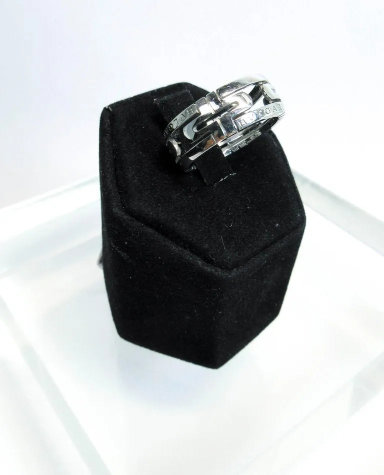 BVLGARI 18 Karat White Gold Ring Size 6 1/2