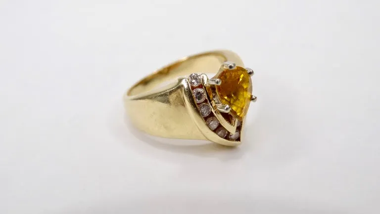 Citrine Diamond 14k Gold Ring