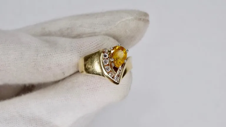 Citrine Diamond 14k Gold Ring