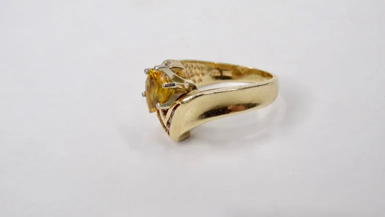 Citrine Diamond 14k Gold Ring