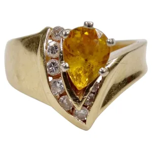 Citrine Diamond 14k Gold Ring