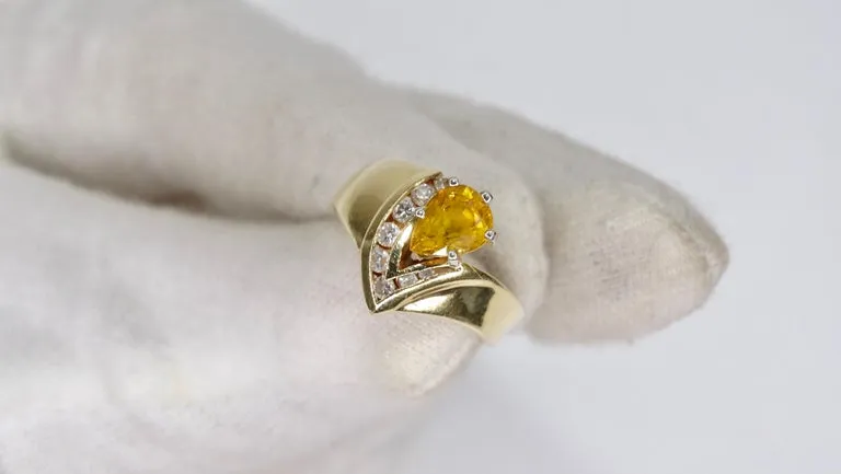 Citrine Diamond 14k Gold Ring