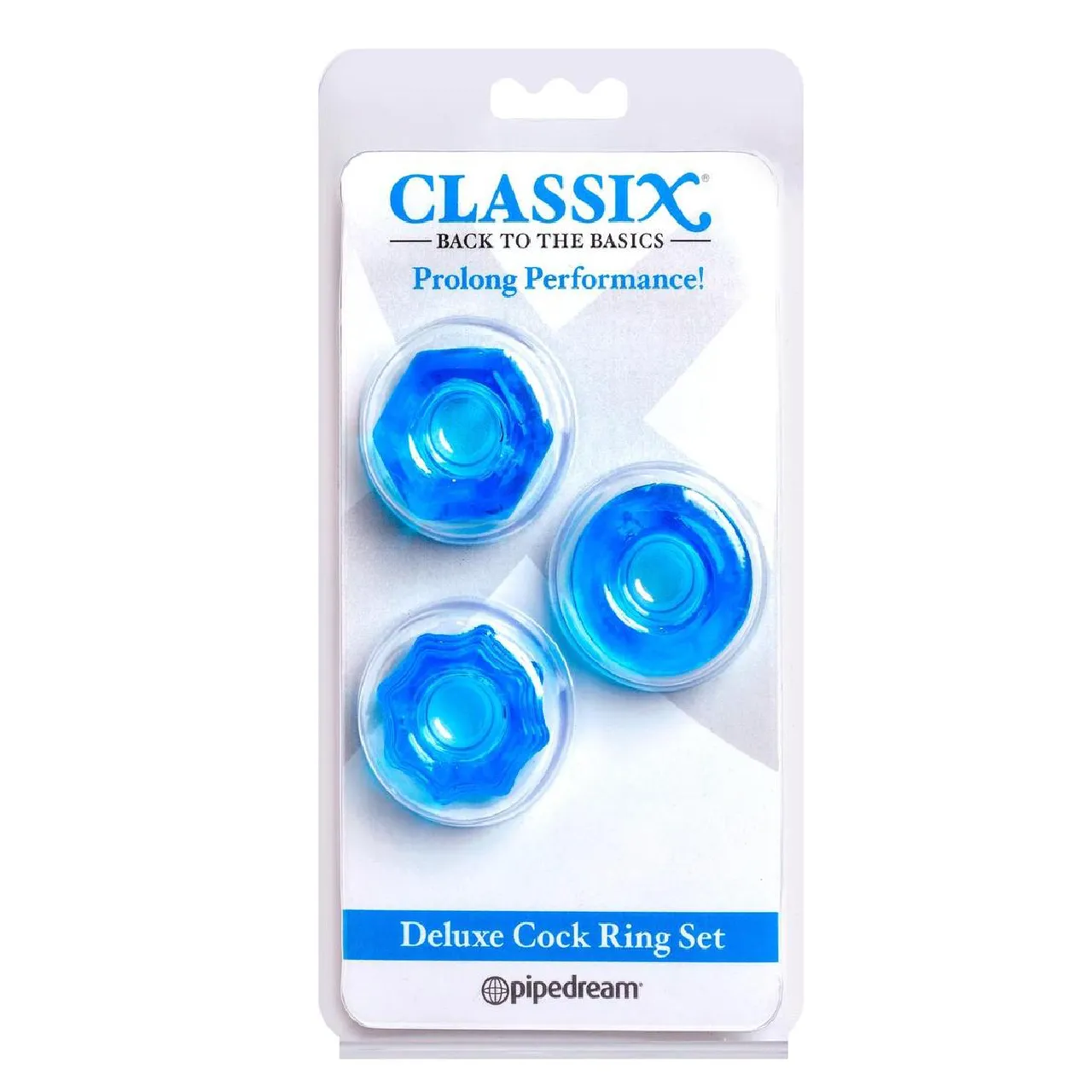 Classix Deluxe Cock Ring Set (2 piece kit) - Blue