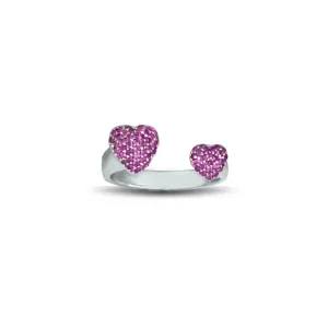 Created Ruby Heart Ring in Sterling Silver